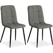 Homestyle4u Eetkamerstoelen, set van 2. Eettafelstoelen, grijs. Eetkamerstoelen, keukenstoelen, gestoffeerde stoelen, modern design