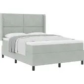vidaXL Boxspringbed met hoofdeinde, lichtgrijs, 140 x 190 cm, fluweel