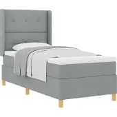 vidaXL Boxspring bed met hoofdeinde Lichtgrijs 90 x 200 cm Stof
