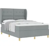 vidaXL Boxspring bed met hoofdeinde Lichtgrijs 200 x 140 cm Stof