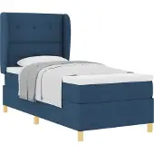 vidaXL Boxspring bed met hoofdeinde Blauw 200 x 100 cm Stof