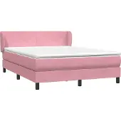 vidaXL Boxspring met matras fluweel roze 160x220 cm