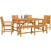vidaXL Tuin Eettafel Set 6 st Bruin Massief Acacia Hout