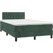 vidaXL Boxspring met matras fluweel donkergroen 120x190 cm