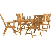 vidaXL Tuin Eettafel Set 5 st Bruin Massief Acacia Hout