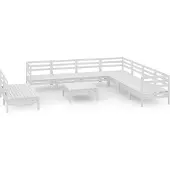 vidaXL 10-delige loungeset voor de tuin, massief grenenhout, wit