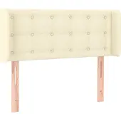 vidaXL Hoofdbord met randen 93x16x78/88 cm kunstleer crèmekleurig
