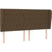 vidaXL Hoofdbord met randen 203x23x118/128 cm stof donkerbruin