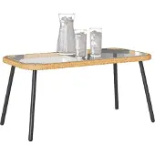 vidaXL Salontafel Bruin en Zwart 90 x 45 x 43 cm poly rattan