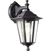 Brilliant zwarte buitenwandlamp CARLEEN | hangende wandlamp | dimbaar met geschikte lamp | 1x E27 fitting, max. 60 Watt | metaal/glas | IP44