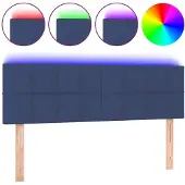 vidaXL Hoofdbord LED 144x5x78/88 cm stof blauw