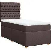 vidaXL Boxspring met matras stof donkerbruin 100x200 cm