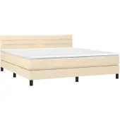 vidaXL Boxspring met matras stof crèmekleurig 180x200 cm