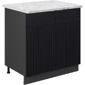 Vicco Wastafelkast Fame-Line Zwart gestreept 80 cm , WB Marmer, Model 50665