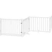 vidaXL Hondenhek inklapbaar 4 panelen 320 cm massief vurenhout wit