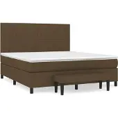 vidaXL Boxspring met matras stof donkerbruin 180x200 cm