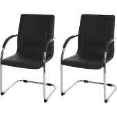MCW Set van 2 vergaderstoelen Samara, bezoekersstoel sledemodel ~ zwart