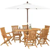 vidaXL Tuin Eettafel Set 7 st Bruin Massief Teakhout
