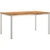 vidaXL Eettafel 150x90x75 cm Massief Teakhout en RVS