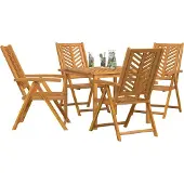 vidaXL Tuin Eettafel Set 5 st Bruin Massief Acacia Hout