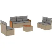 vidaXL 8-delige Loungeset met kussens poly rattan beige
