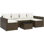 vidaXL 2-delige Loungeset met kussens poly rattan bruin