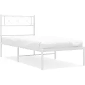 vidaXL Bedframe met hoofdbord metaal wit 90x190 cm