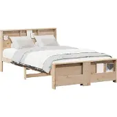 vidaXL Bedframe met plank Bruin 135 x 190 cm Massief grenenhout