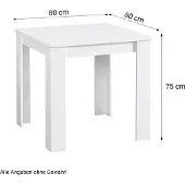 Homestyle4u Eettafel - 80x80 cm - Eetkamertafel - Massief Hout - Wit