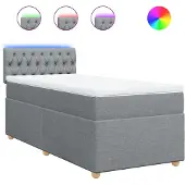 vidaXL Boxspring met matras stof lichtgrijs 80x200 cm