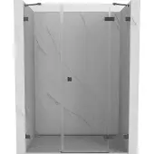 Mexen Lunar douchedeur scharnierend rechts 140 , transparant, geborsteld kanongrijs - 834S-140-050-66-00-P