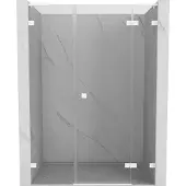 Mexen Lunar L draaideur douchedeur rechts 145 , transparant, wit - 834SL-145-050-20-00-P
