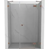 Mexen Lunar douchedeur scharnierend rechts 125 , transparant, geborsteld koper - 834S-125-050-65-00-P