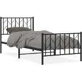 vidaXL Bedframe met hoofd- en voeteneinde metaal zwart 90x200 cm