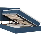 vidaXL Opslag bed met matras met hoofdeinde Blauw 140 x 200 cm Stof