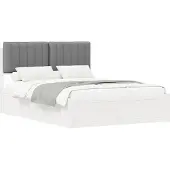 vidaXL Bedframe met Gevoerde Hoofdbord Lichtgrijs 140 x 190 cm