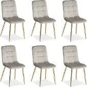 Homestyle4u Eetkamerstoelen, set van 6, crème kleur, keukenstoelen, gestoffeerde stoelen, modern design, woonkamerstoelen