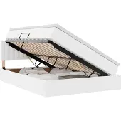 vidaXL Opslag bed met matras Zuiver Wit 140 x 200 cm Kunstleer