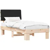 vidaXL Bedframe met Gevoerde Hoofdbord Zwart 90 x 190 cm