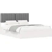 vidaXL Bedframe met Gevoerde Hoofdbord Lichtgrijs 160 x 200 cm