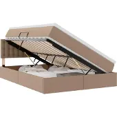vidaXL Opbergbed met LED met matras Cappuccino 140 x 200 cm Kunstleer