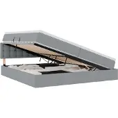 vidaXL Opbergbed met matras Lichtgrijs 200 x 200 cm fluweel