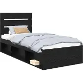 vidaXL Bedframe met hoofdeinde Zwart 90 x 190 cm Massief grenenhout