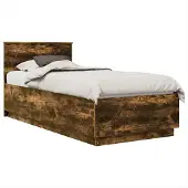 vidaXL Bedframe met hoofdeinde Gerookt eiken 100 x 200 cm Bewerkt hout