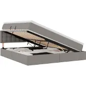 vidaXL LED-bed met opbergruimte en matras, taupe, 180 x 200 cm, gestoffeerd