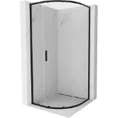 Mexen Exo halfronde schuifdouchecabine 80 x 80 cm, transparant, zwart - 8131-080-080-70-00