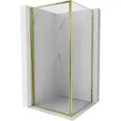 Mexen Exo opvouwbare douchecabine 80 x 80 cm, transparant, goud - 816-080-080-50-00