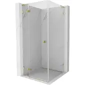 Mexen Lunar L hoekdouche links 80 x 80 , transparant, goud - 834L-080-080-50-00-L