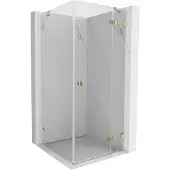 Mexen Lunar douchecabine scharnierend rechts 90 x 90 , transparant, goud - 834-090-090-50-00-P
