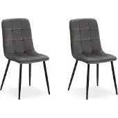 Homestyle4u Eetkamerstoelen, set van 2. Eettafelstoelen, grijs, fluweel. Eetkamerstoelen, keukenstoelen, gestoffeerde stoelen, modern design